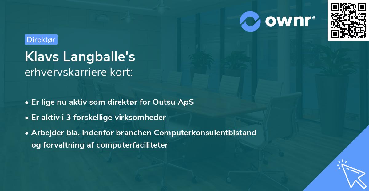 Klavs Langballe's erhvervskarriere kort