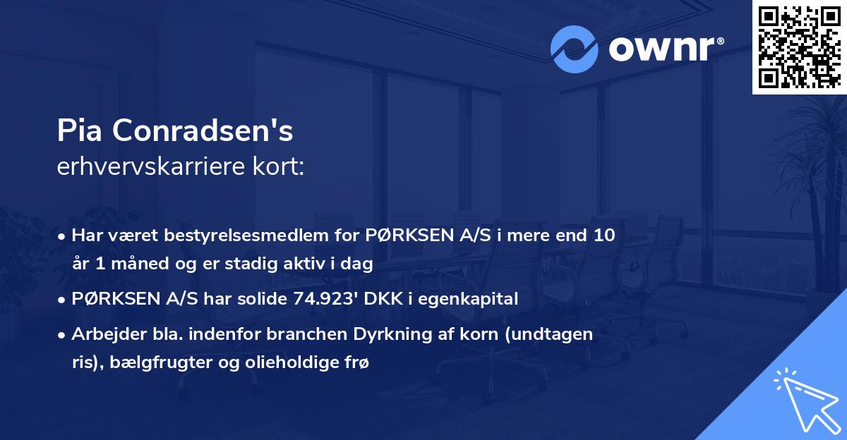 Pia Conradsen's erhvervskarriere kort