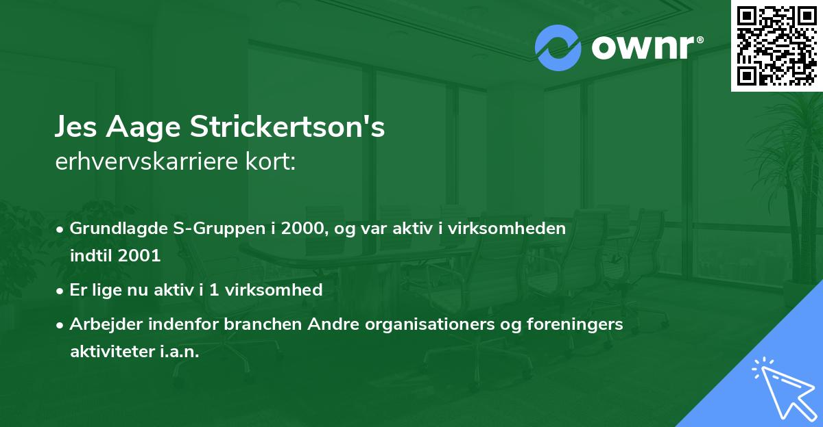 Jes Aage Strickertson's erhvervskarriere kort