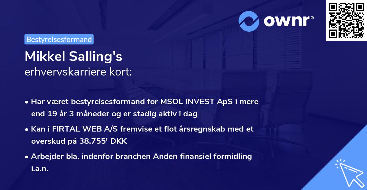 Mikkel Salling's erhvervskarriere kort