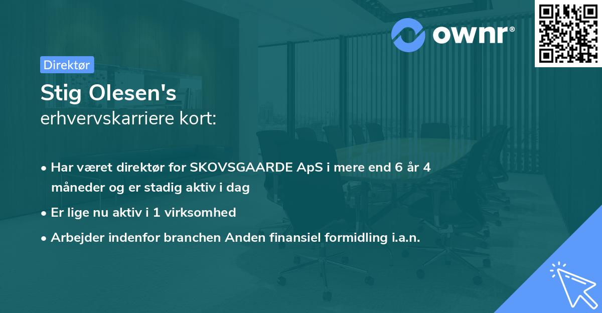 Stig Olesen's erhvervskarriere kort