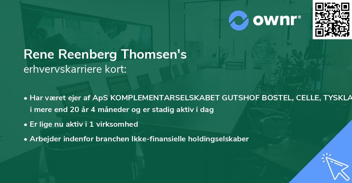 Rene Reenberg Thomsen's erhvervskarriere kort