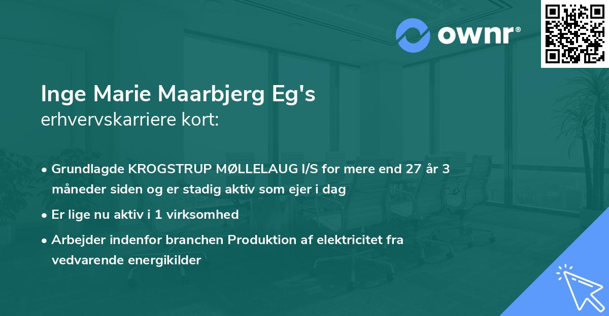 Inge Marie Maarbjerg Eg's erhvervskarriere kort