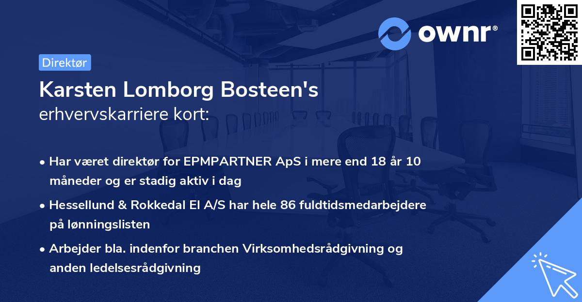 Karsten Lomborg Bosteen's erhvervskarriere kort