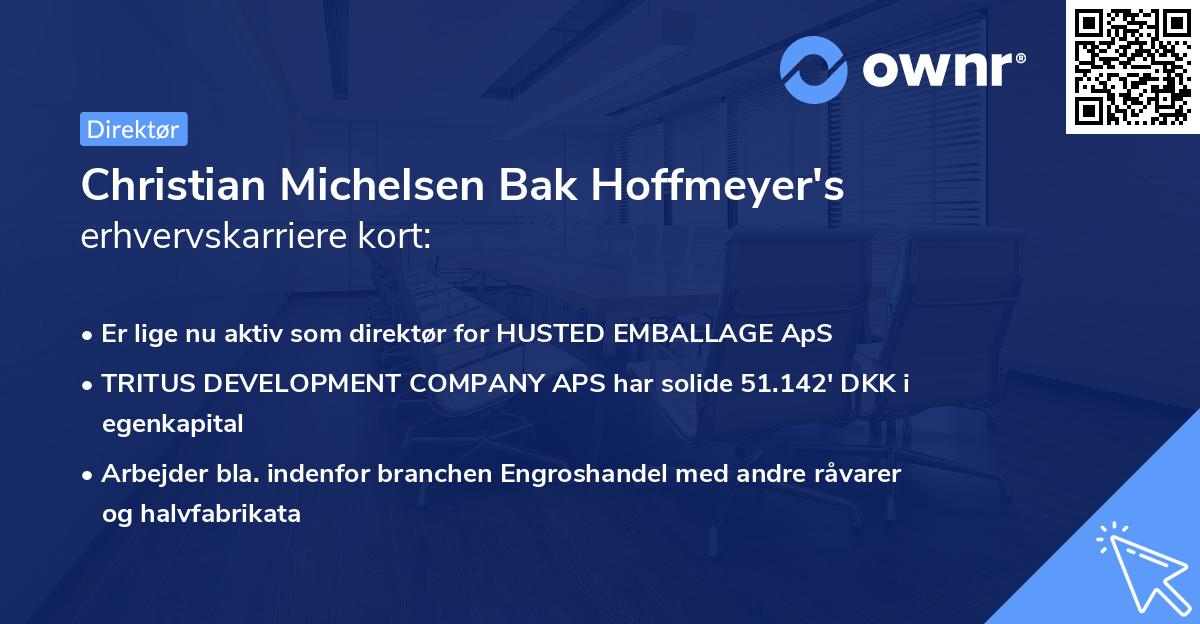 Christian Michelsen Bak Hoffmeyer's erhvervskarriere kort