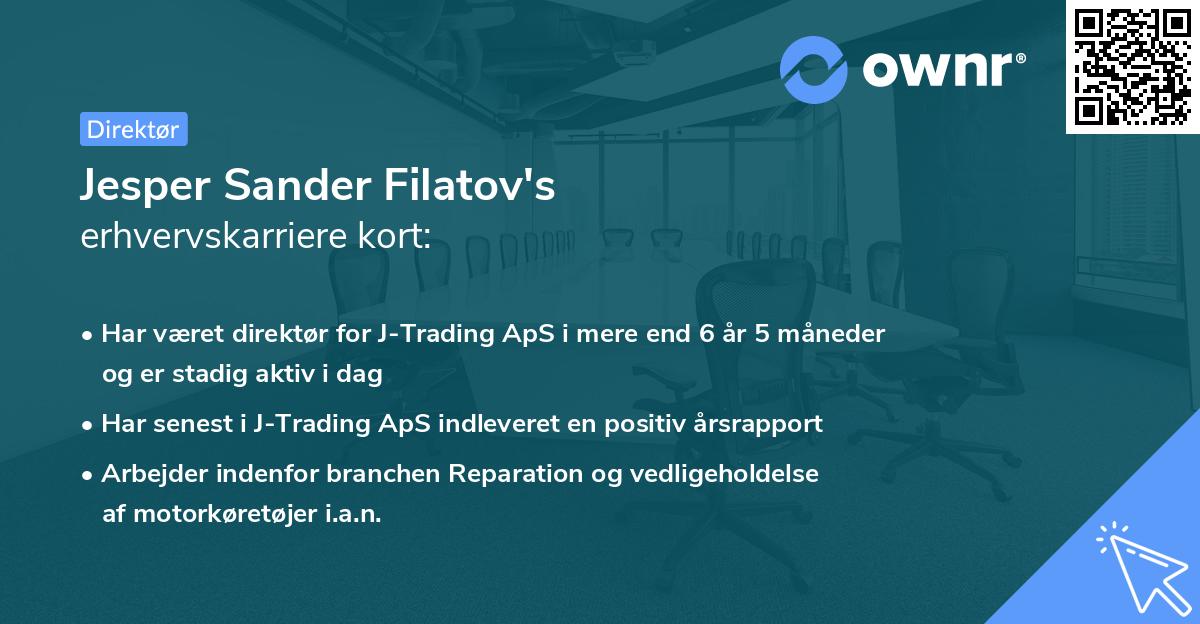 Jesper Sander Filatov's erhvervskarriere kort