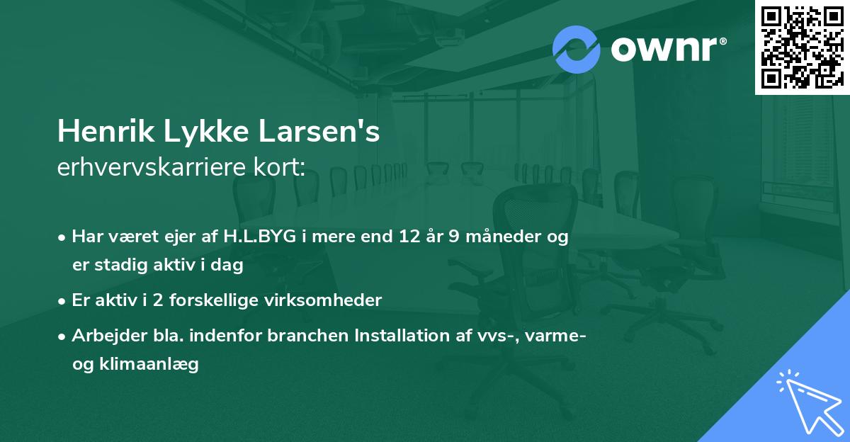 Henrik Lykke Larsen's erhvervskarriere kort