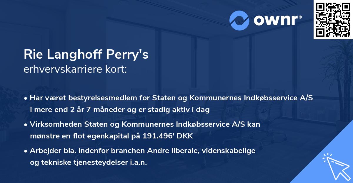 Rie Langhoff Perry's erhvervskarriere kort