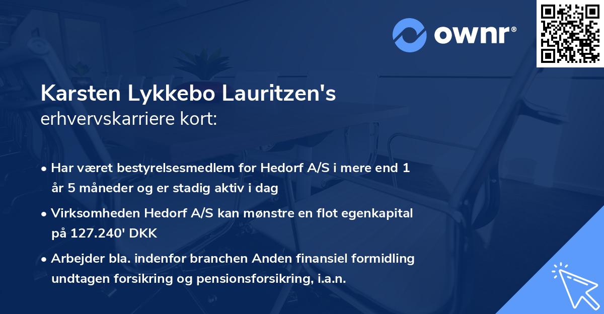 Karsten Lykkebo Lauritzen's erhvervskarriere kort