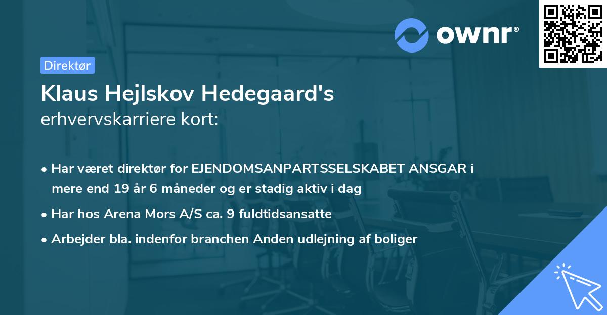 Klaus Hejlskov Hedegaard's erhvervskarriere kort