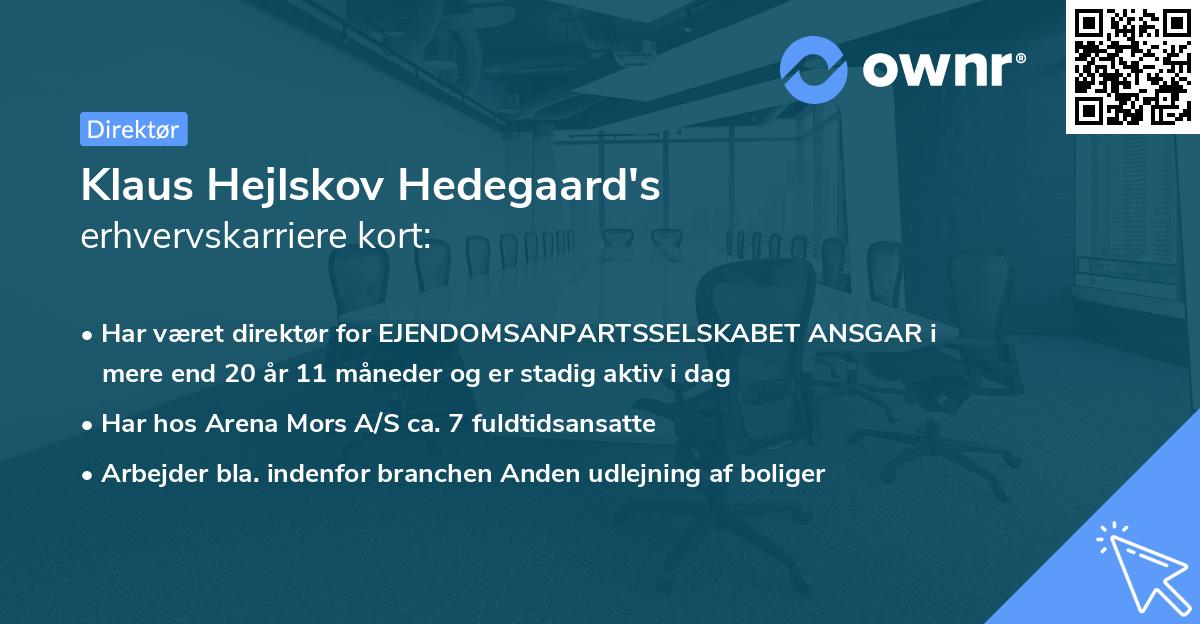 Klaus Hejlskov Hedegaard's erhvervskarriere kort