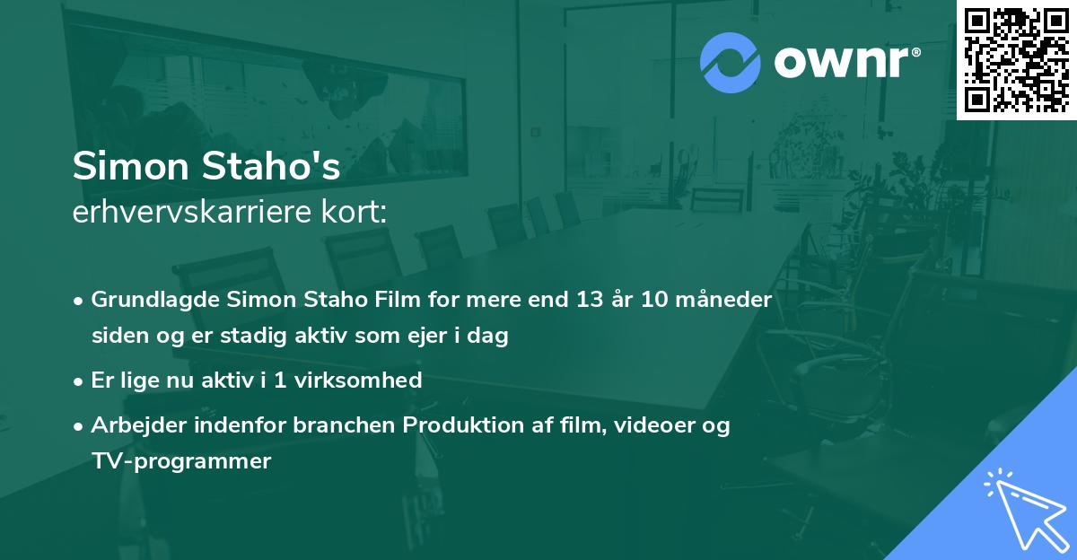 Simon Staho's erhvervskarriere kort