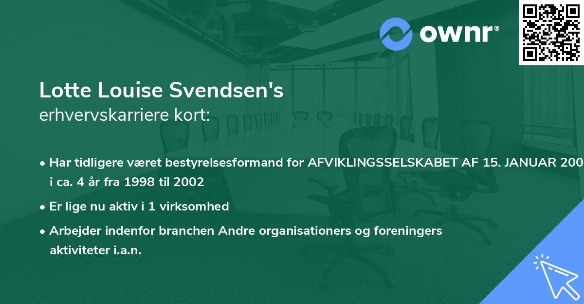 Lotte Louise Svendsen's erhvervskarriere kort