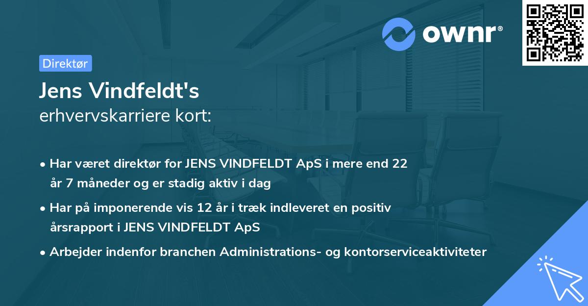 Jens Vindfeldt's erhvervskarriere kort