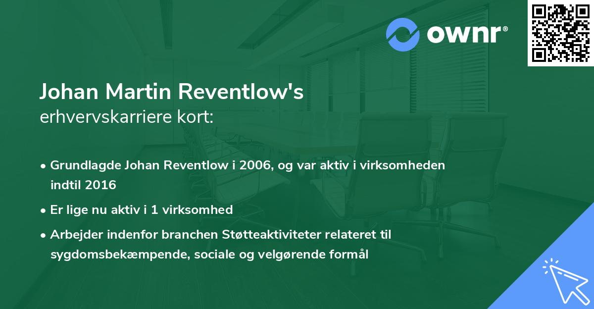 Johan Martin Reventlow's erhvervskarriere kort