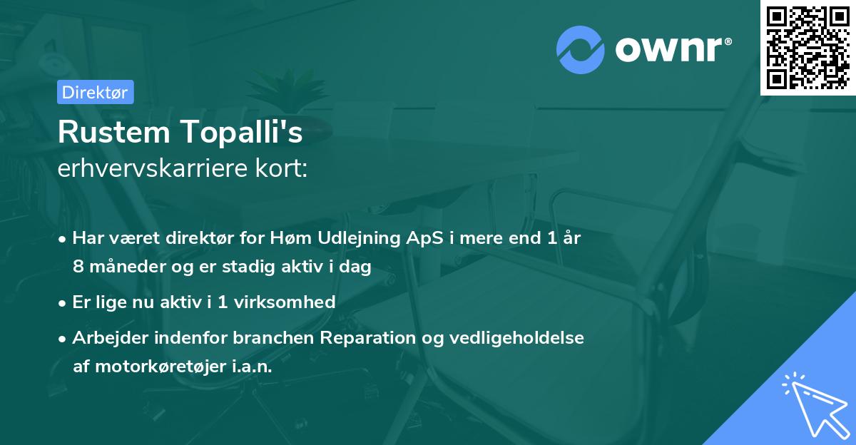 Rustem Topalli's erhvervskarriere kort