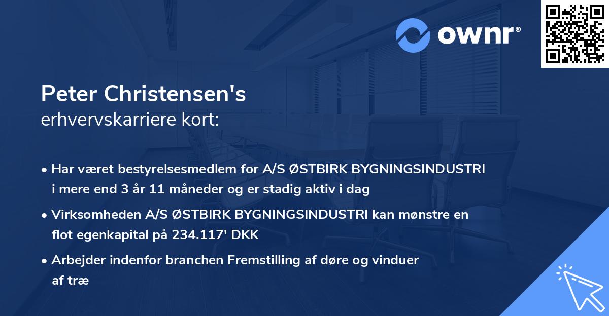 Peter Christensen's erhvervskarriere kort