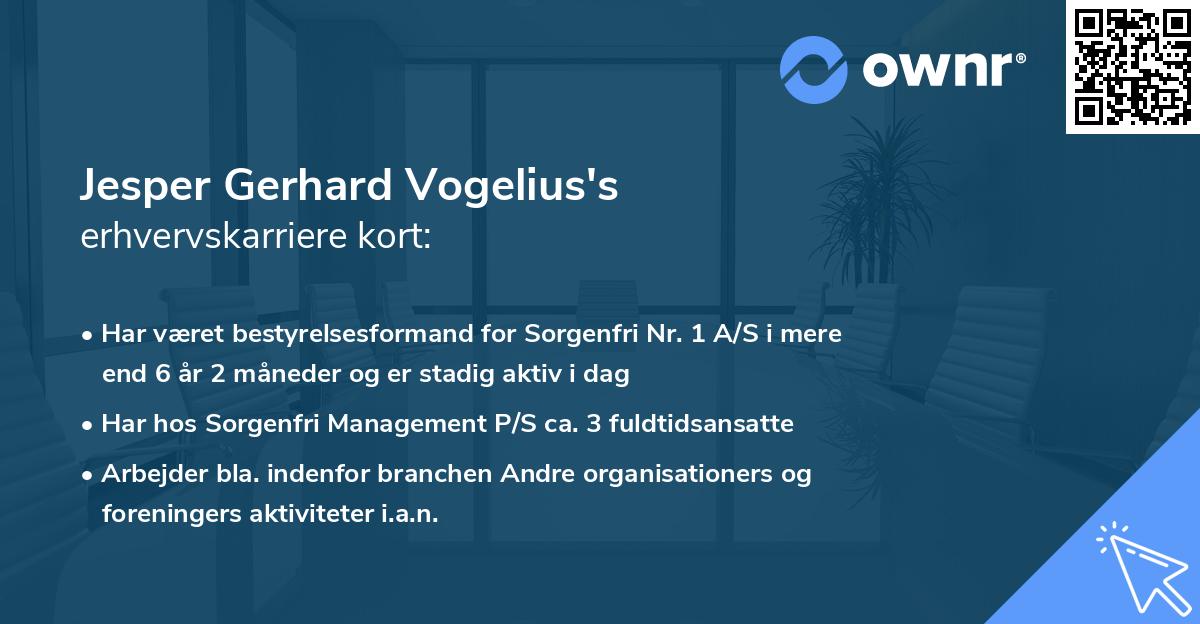 Jesper Gerhard Vogelius's erhvervskarriere kort