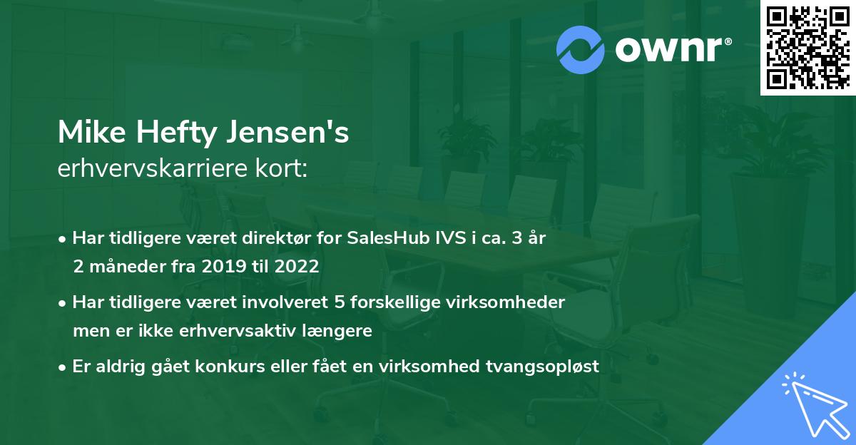 Mike Hefty Jensen's erhvervskarriere kort
