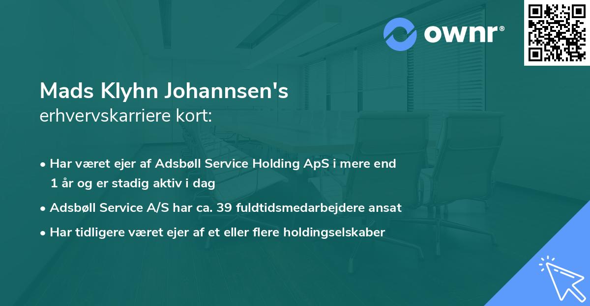 Mads Klyhn Johannsen's erhvervskarriere kort