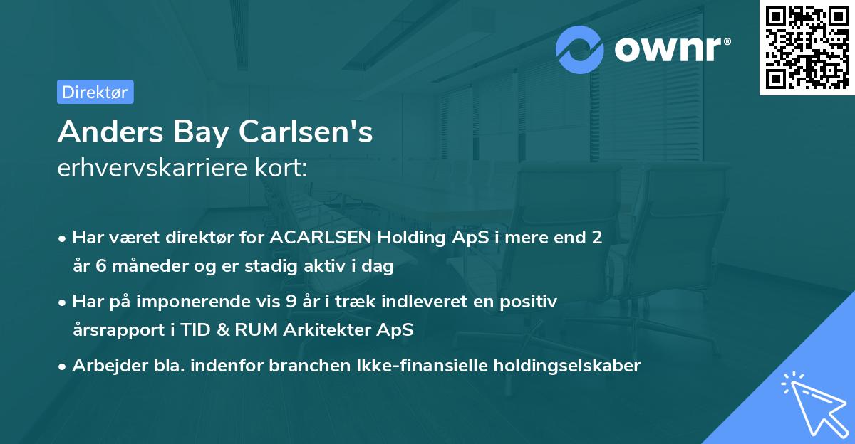 Anders Bay Carlsen's erhvervskarriere kort