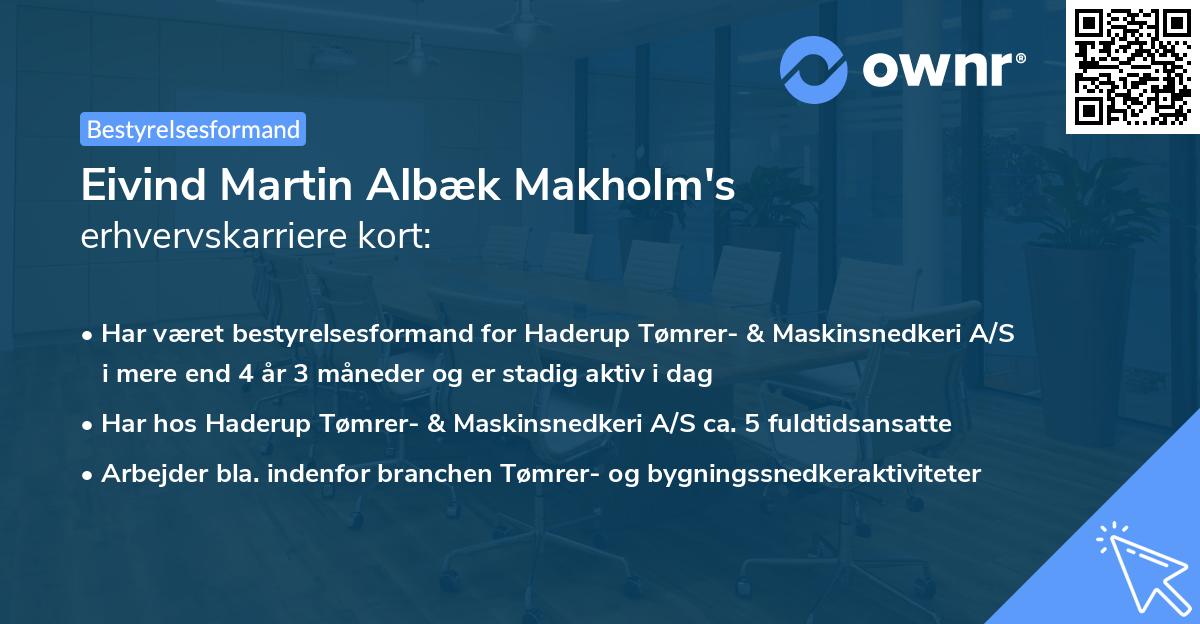 Eivind Martin Albæk Makholm's erhvervskarriere kort