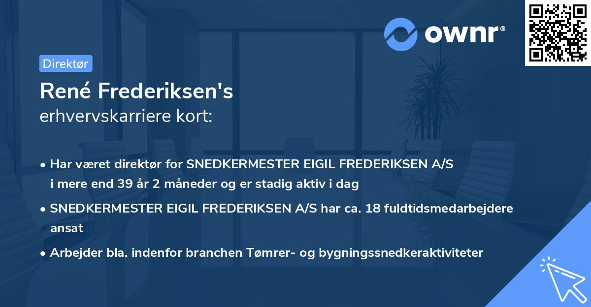 René Frederiksen's erhvervskarriere kort