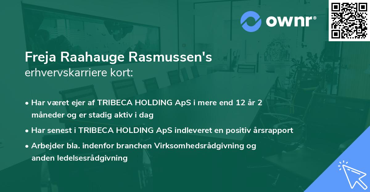 Freja Raahauge Rasmussen's erhvervskarriere kort