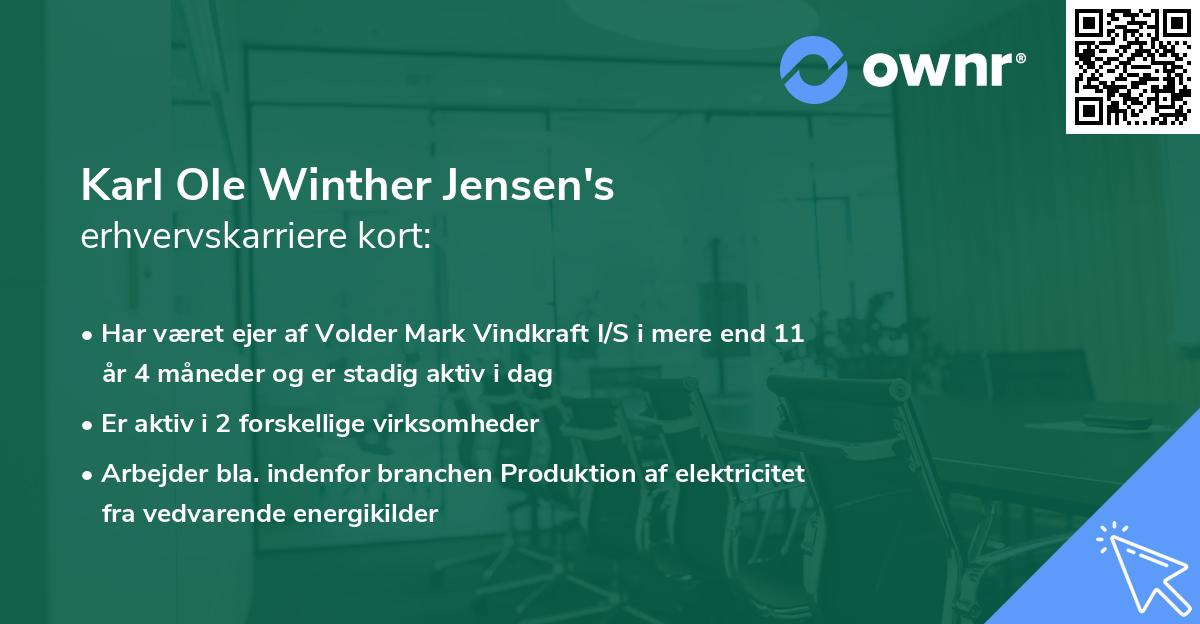 Karl Ole Winther Jensen's erhvervskarriere kort