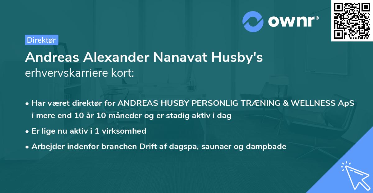 Andreas Alexander Nanavat Husby's erhvervskarriere kort