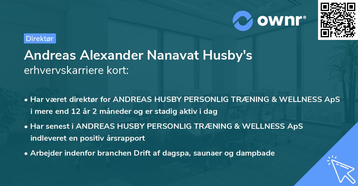 Andreas Alexander Nanavat Husby's erhvervskarriere kort