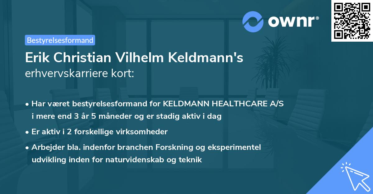 Erik Christian Vilhelm Keldmann's erhvervskarriere kort