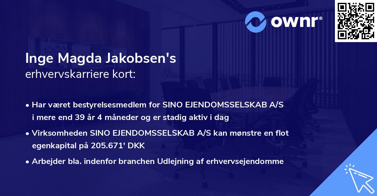 Inge Magda Jakobsen's erhvervskarriere kort