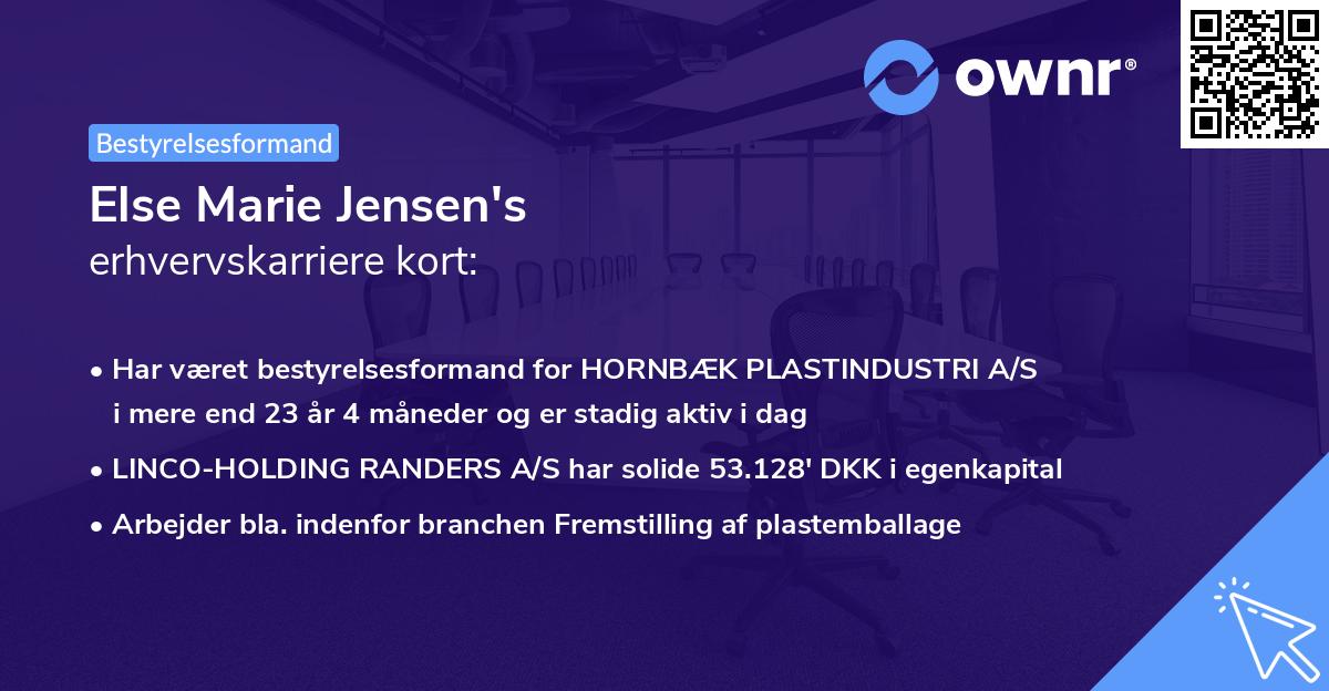 Else Marie Jensen's erhvervskarriere kort