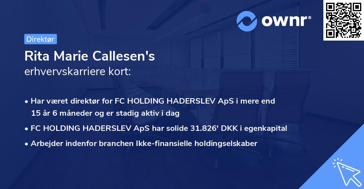 Rita Marie Callesen's erhvervskarriere kort