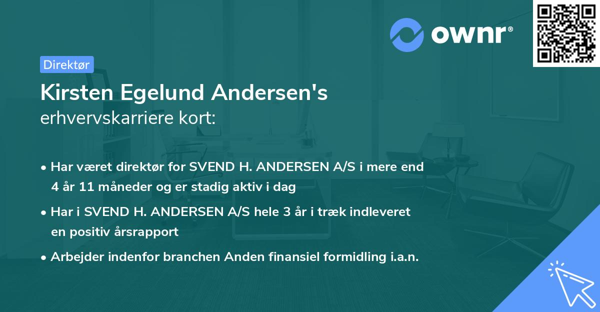 Kirsten Egelund Andersen's erhvervskarriere kort
