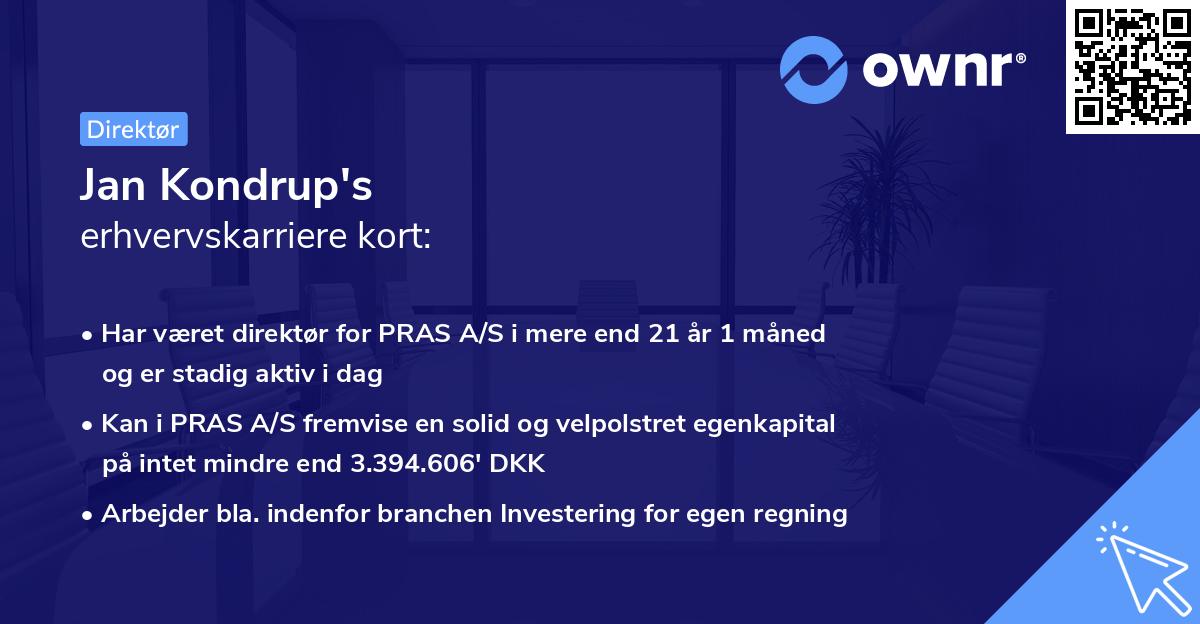 Jan Kondrup's erhvervskarriere kort