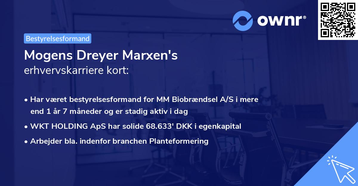 Mogens Dreyer Marxen's erhvervskarriere kort