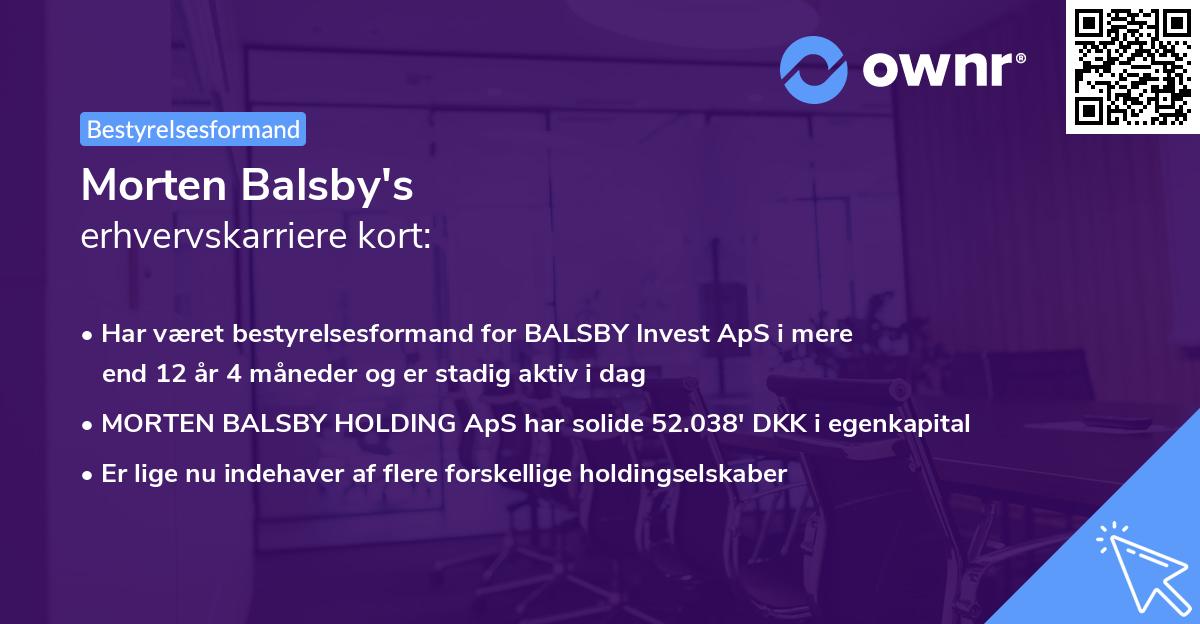 Morten Balsby's erhvervskarriere kort