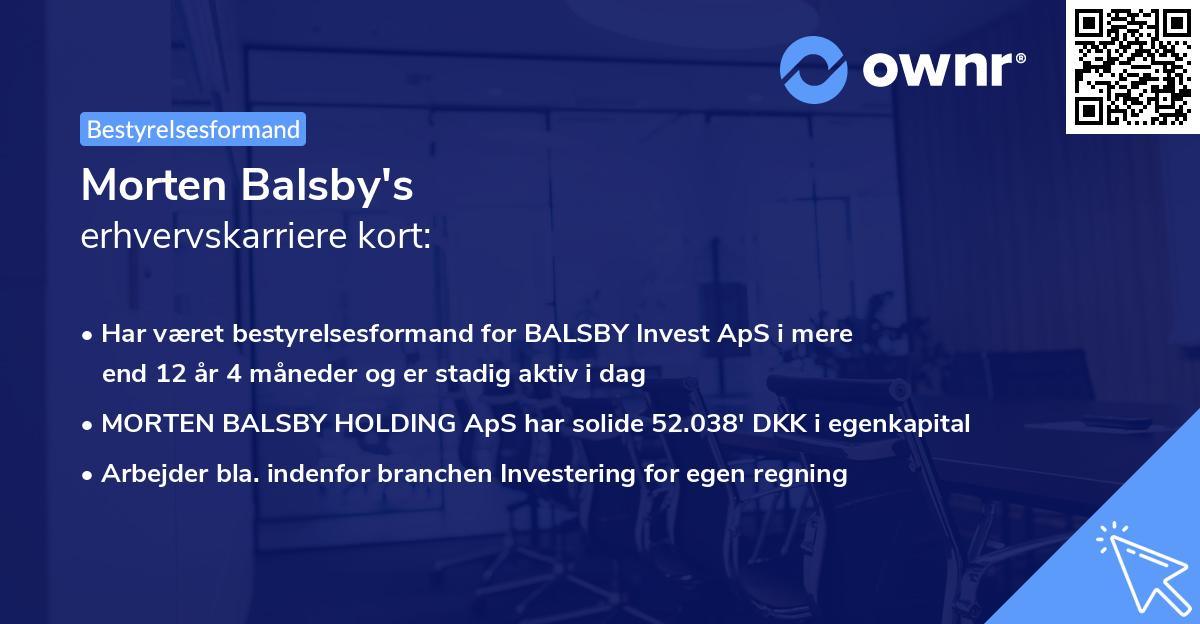 Morten Balsby's erhvervskarriere kort