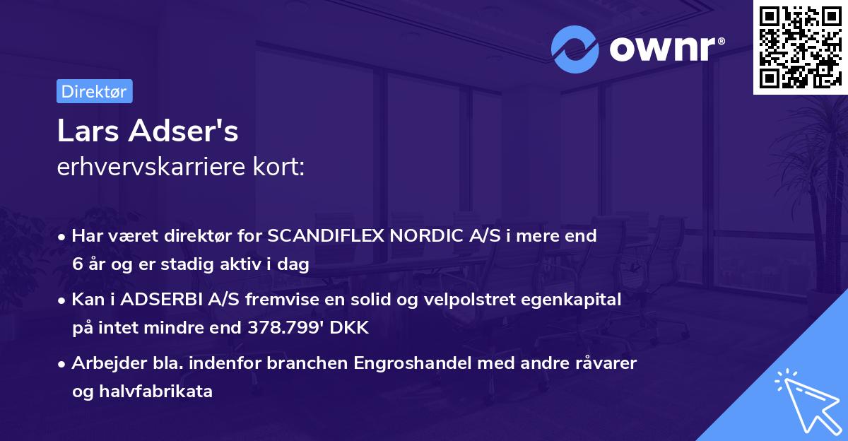 Lars Adser's erhvervskarriere kort