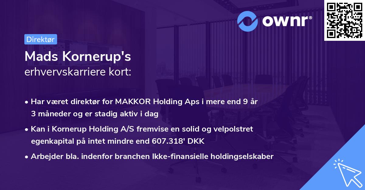 Mads Kornerup's erhvervskarriere kort