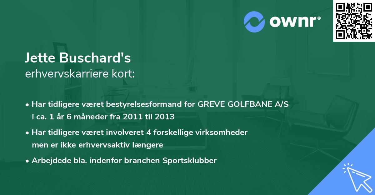 Jette Buschard's erhvervskarriere kort