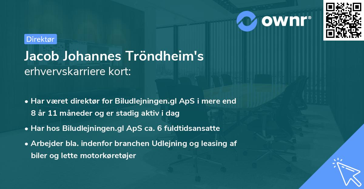 Jacob Johannes Tröndheim's erhvervskarriere kort