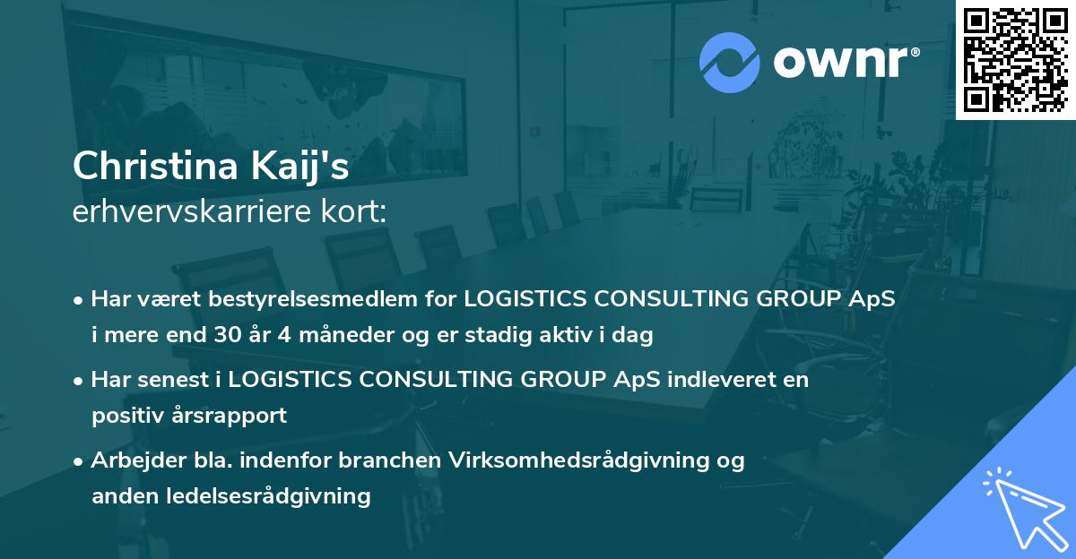 Christina Kaij's erhvervskarriere kort