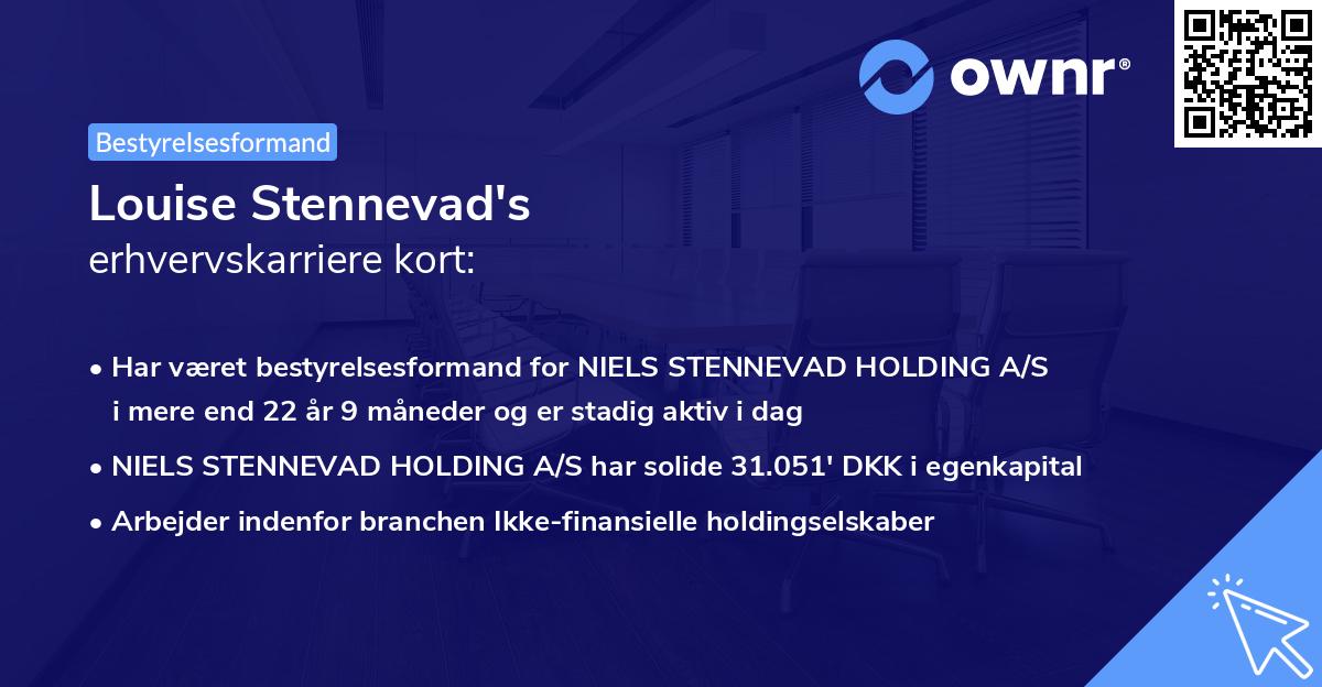 Louise Stennevad's erhvervskarriere kort
