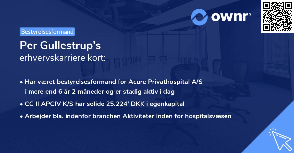 Per Gullestrup's erhvervskarriere kort