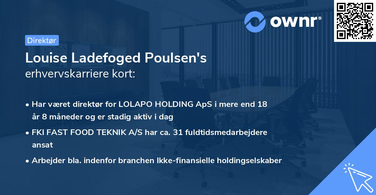 Louise Ladefoged Poulsen's erhvervskarriere kort