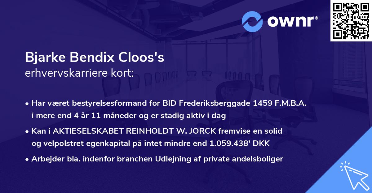 Bjarke Bendix Cloos's erhvervskarriere kort