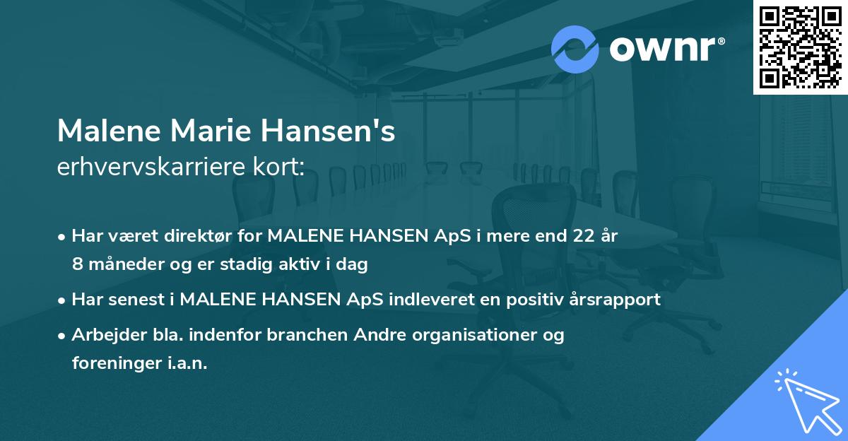 Malene Marie Hansen's erhvervskarriere kort